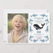 Invitation Animaux de Mer Requin 1er Anniversaire | Sous l'Oc (Devant)