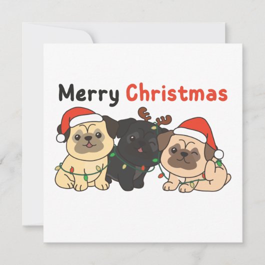 Invitation Animaux de Noël Carlin Chiens Mignons Joyeux Noël  (Devant)