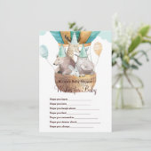 Invitation Animaux de rêve pour le jeu de Baby shower (Debout devant)