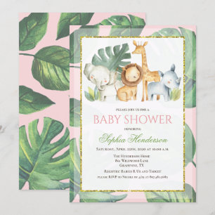Invitation Animaux de Safari Animaux de la Jungle Baby Shower