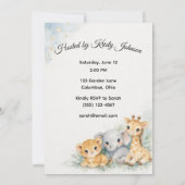 Invitation Animaux de Safari Bébé Garçon Aventure Douche (Dos)