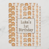 Invitation Animaux de Safari Bébés Mignons (Devant / Derrière)