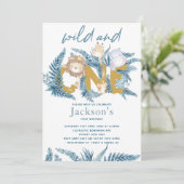 Invitation Animaux de Safari Exotiques Premier Anniversaire (Debout devant)