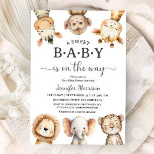 Invitation Animaux de Safari Fête de Naissance Genre Neutre J