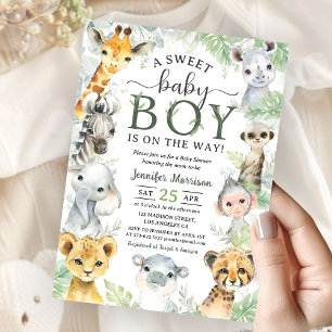 Invitation Animaux de Safari Jungle Fête de Naissance Tropica