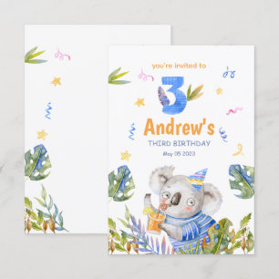 Invitation Animaux de safari Koala, Anniversaire de Koala