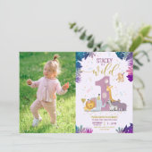 Invitation Animaux de safari mignons Fille Wild One Photo Ann (Debout devant)