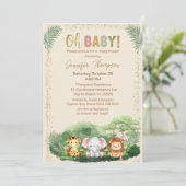 Invitation Animaux de Safari Mignons Nature Beige Baby Shower (Debout devant)