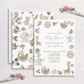 Invitation Animaux de Safari Mignons Script Marron Baby Showe