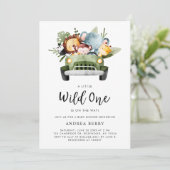 Invitation Animaux de safari pour bébé, Garçon ou Fille (Debout devant)