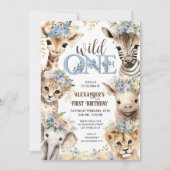 Invitation Animaux de Safari Wild One | Garçon 1er anniversai (Devant)