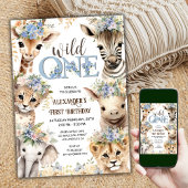 Invitation Animaux de Safari Wild One | Garçon 1er anniversai