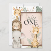 Invitation Animaux de Safari Wild One pour le premier anniver (Dos)