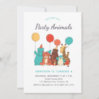 Animaux de zoo mignons pour fête d'anniversaire d'
