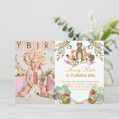 Invitation Animaux des bois 1er anniversaire (Debout devant)