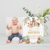 Invitation Animaux des bois Anniversaire (Debout devant)