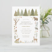 Invitation Animaux des bois Anniversaire (Debout devant)