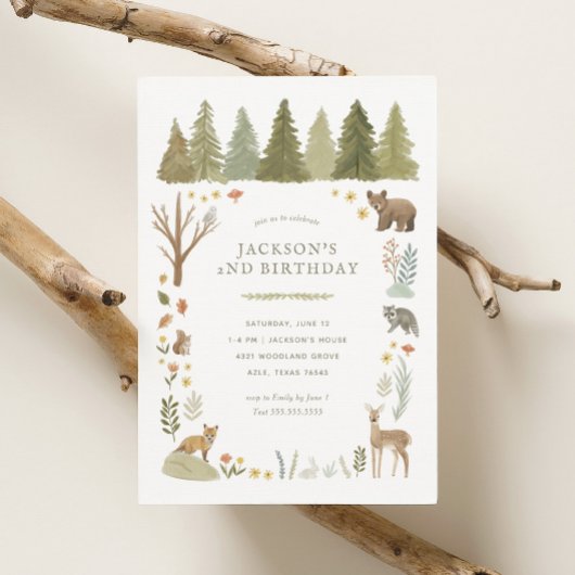Invitation Animaux des bois Anniversaire