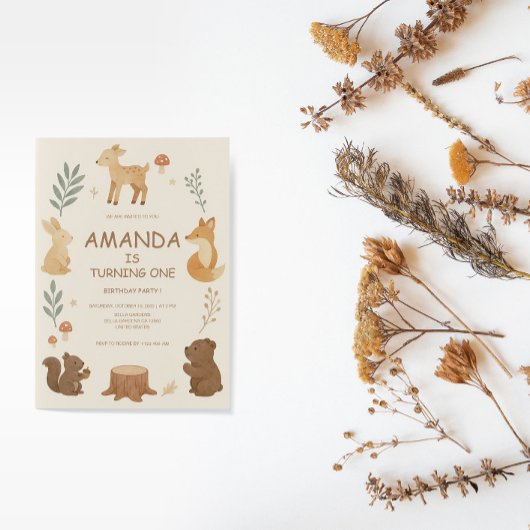 Invitation Animaux des bois Anniversaire