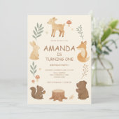 Invitation Animaux des bois Anniversaire (Debout devant)