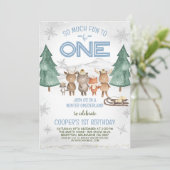 Invitation Animaux des bois Anniversaire de l'hiver (Debout devant)