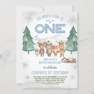 Invitation Animaux des bois Anniversaire de l'hiver