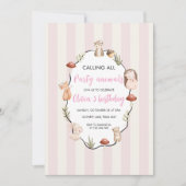 Invitation Animaux des bois Anniversaire | Fille à rayures ro (Devant)