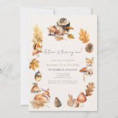 Invitation Animaux des bois Automne/Automne Champignons 1er a (Devant)
