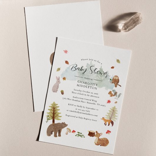 Invitation Animaux des bois Baby shower d'automne d'automne