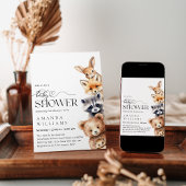 Invitation Animaux des bois Baby shower moderne