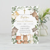 Invitation Animaux des bois Baptême/Invitation au baptême (Debout devant)