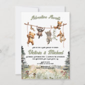 Invitation Animaux des bois Clothesline Baby shower forestier (Devant)