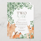 Invitation Animaux des bois Deux animaux sauvages Deuxième an (Devant / Derrière)