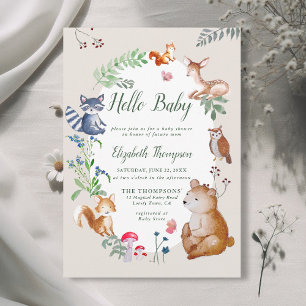Invitation Animaux des bois Enchantés Baby shower Fleur sauva