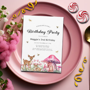 Invitation Animaux des bois et champignons des fées 2e annive