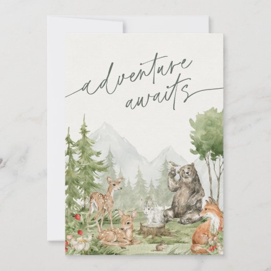 Invitation Animaux des bois fête d'anniversaire Woodsy (Dos)