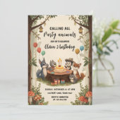 Invitation Animaux des bois fête de la forêt d'anniversaire (Debout devant)