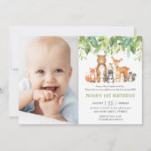 Invitation Animaux des bois Forêt d'anniversaire (Devant)