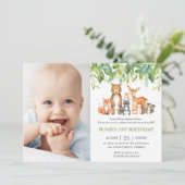 Invitation Animaux des bois Forêt d'anniversaire (Debout devant)