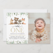 Invitation Animaux des bois, Forêt, Un sauvage, Premier anniv (Devant)