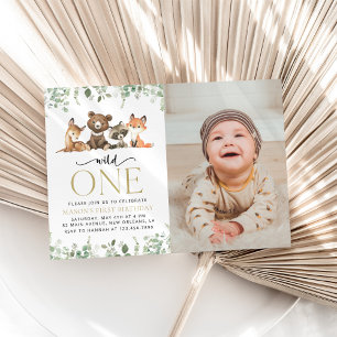 Invitation Animaux des bois, Forêt, Un sauvage, Premier anniv