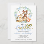 Invitation Animaux des bois Il est un sauvage Un premier anni (Devant)