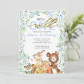 Invitation Animaux des bois Il est un sauvage Un premier anni (Debout devant)