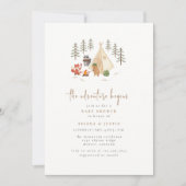 Invitation Animaux des bois L'aventure commence le Baby showe (Devant)