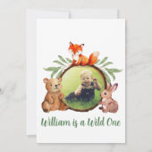 Invitation Animaux des bois Photo 1er anniversaire Renard our (Dos)