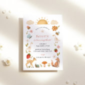 Invitation Animaux des bois rose Anniversaire