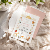 Invitation Animaux des bois rose Anniversaire