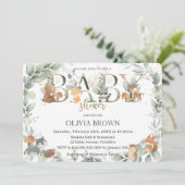 Invitation Animaux des bois Sage Verdure Baby shower neutre (Debout devant)