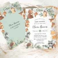 Animaux des bois Sage Verdure Baby shower neutre