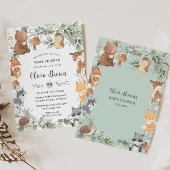 Invitation Animaux des bois Sage Verdure Baby shower neutre